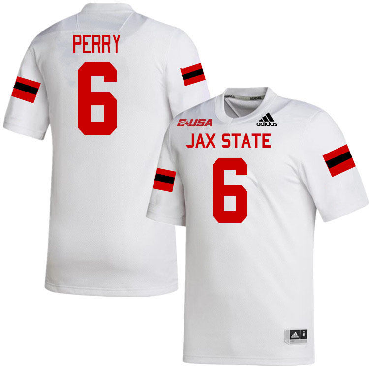 #6 Fred Perry Jacksonville State Gamecocks College Football Jerseys Stitched-White